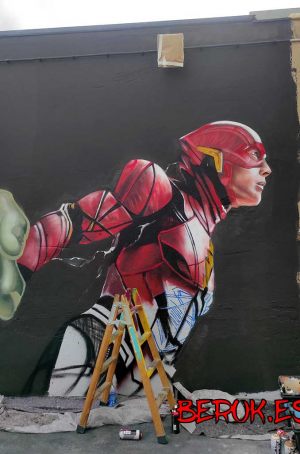 Graffiti Mural Flash Super Heroe Castelldefels 300x100000